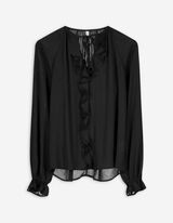 Bluse - Volants - schwarz
