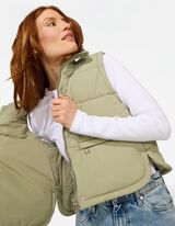 Steppweste - Cropped - dunkelgr&uuml;n