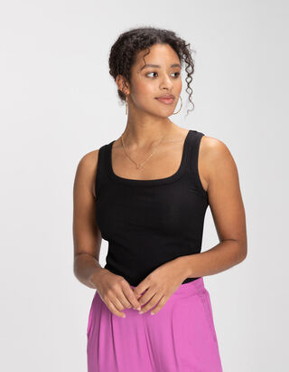 Ujjatlan felső - Bord&aacute;zott - fekete