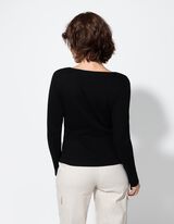 Majica dugih rukava - Traka za dugmad - crno