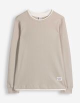 Langarmshirt - Waffelstruktur - Beige