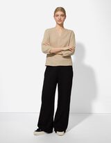 Bluse - V-Ausschnitt - hellbraun