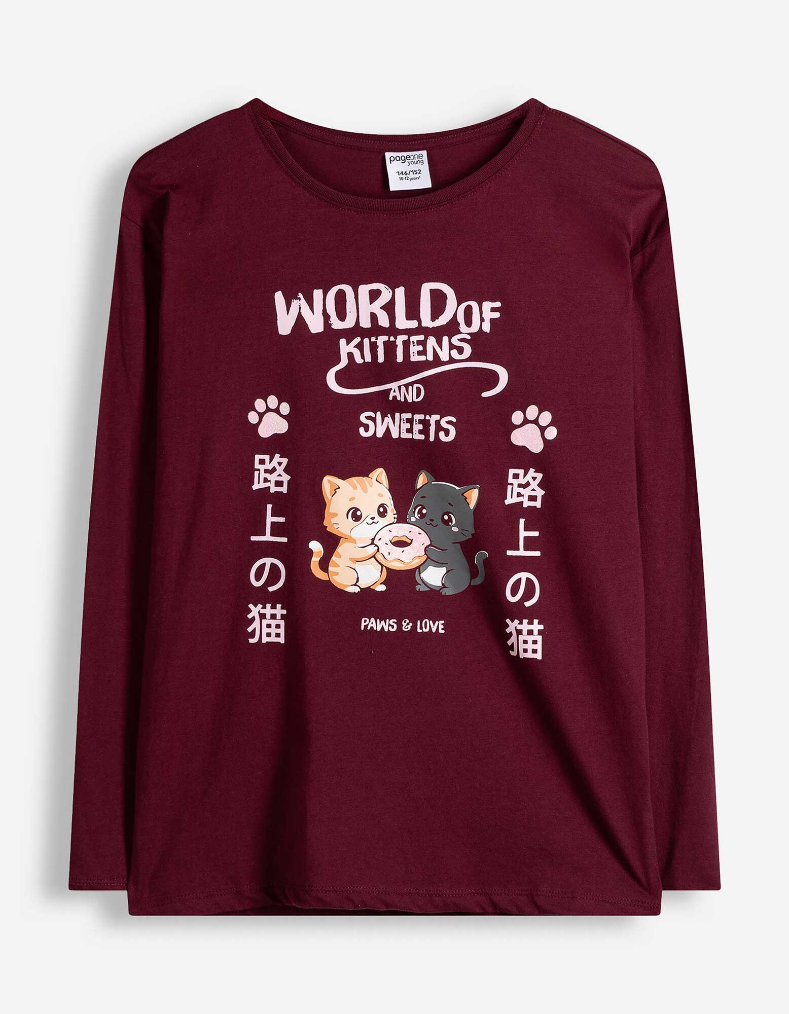 Langarmshirt - Frontprint - Beere