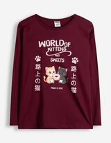 Langarmshirt - Frontprint - Beere