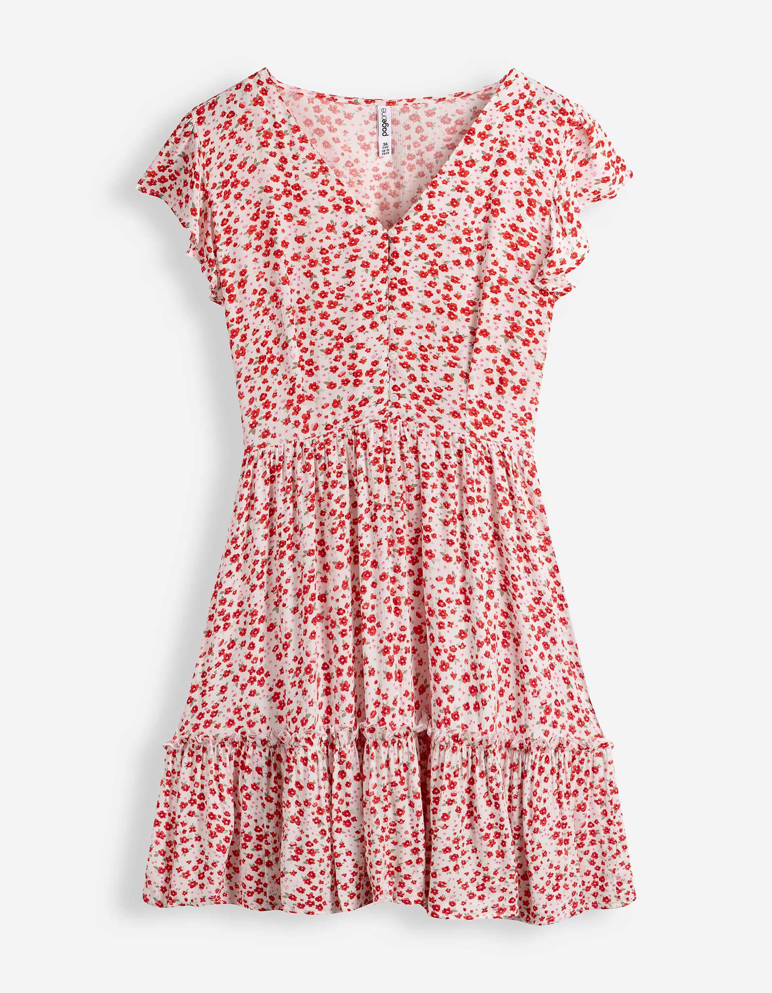 Kleid - Allover-Print - Off-White