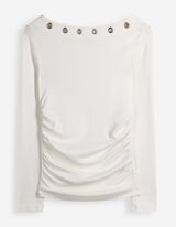 Langarmshirt - Nietenbesatz - Off-White