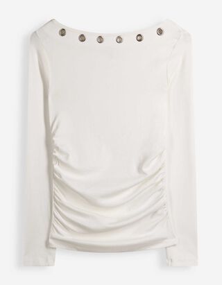 Langarmshirt - Nietenbesatz - Off-White