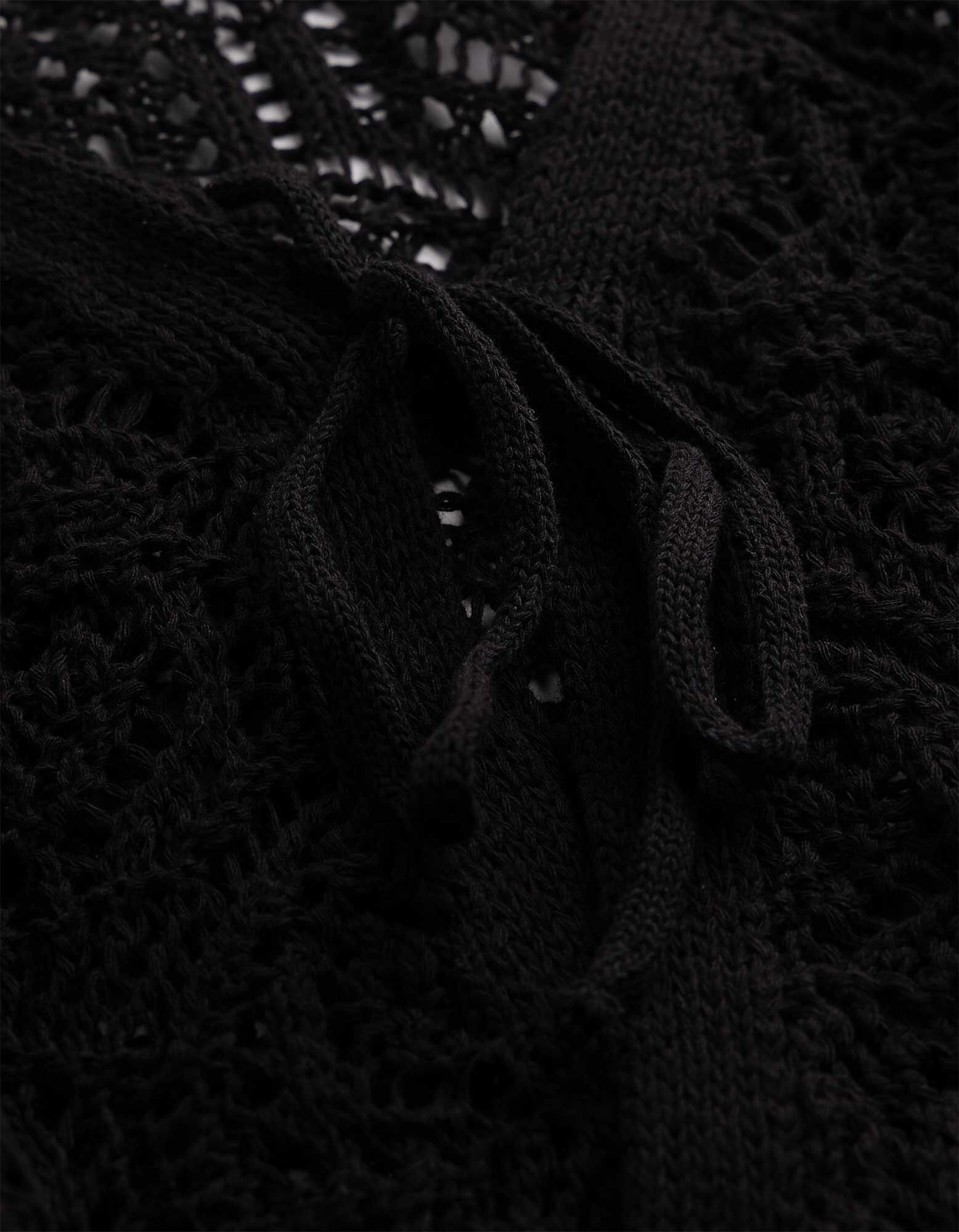 Strickjacke - Schn&uuml;rung - Schwarz