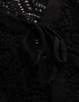 Strickjacke - Schn&uuml;rung - Schwarz