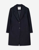 Mantel - Wol look - donkerblauw