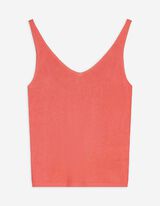 Top en tricot - Encolure en V - Rouge clair
