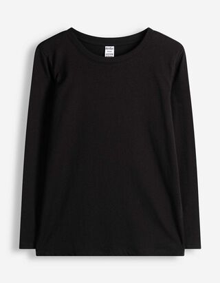 Langarmshirt - Baumwolle - Schwarz