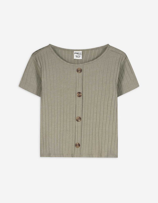 T-Shirt - Knopfleiste - dunkelgrün