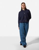 Sweatjacke - Knopfleiste - dunkelblau