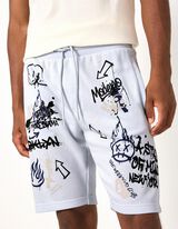 Shorts - Allover-Print - Hellblau