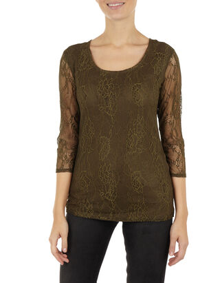 Damen Shirt mit floraler Spitze&nbsp;