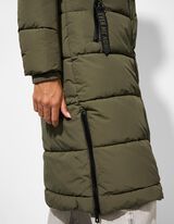 Prošívaný kabát - Nastavitelný spodní okraj - tmave zelena