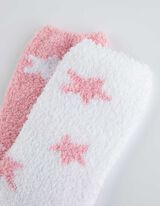 Kényelmes zokni és alvómaszk készlet - Plüss - rozsaszin