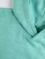 Kapucnis felső - Feliratos nyomott minta - türkiz