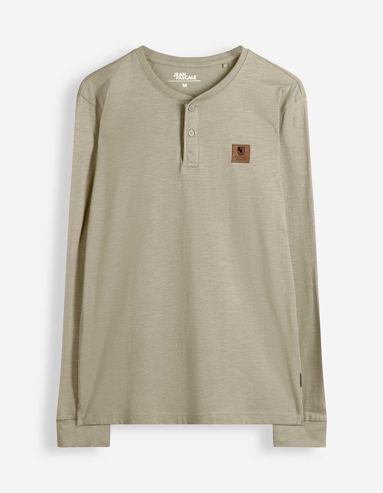 koszulka z długim rękawem - naszywka - Khaki