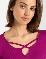 Damen Langarmshirt - Schl&uuml;sselloch-Ausschnitt