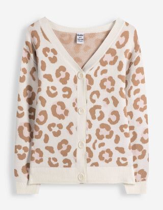 Strickjacke - Allover-Muster - Off-White