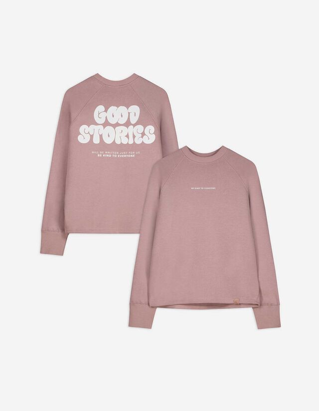 Sweat-shirt - Dos imprimé - Rose