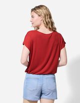 T-Shirt - Knotendetail - dunkelrot