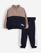 Sweater en broek set - Kleur blokkering - Taupe