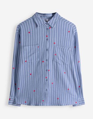 Bluse - Allover-Print - blau