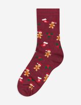 Socken - Allover-Muster - dunkelrot