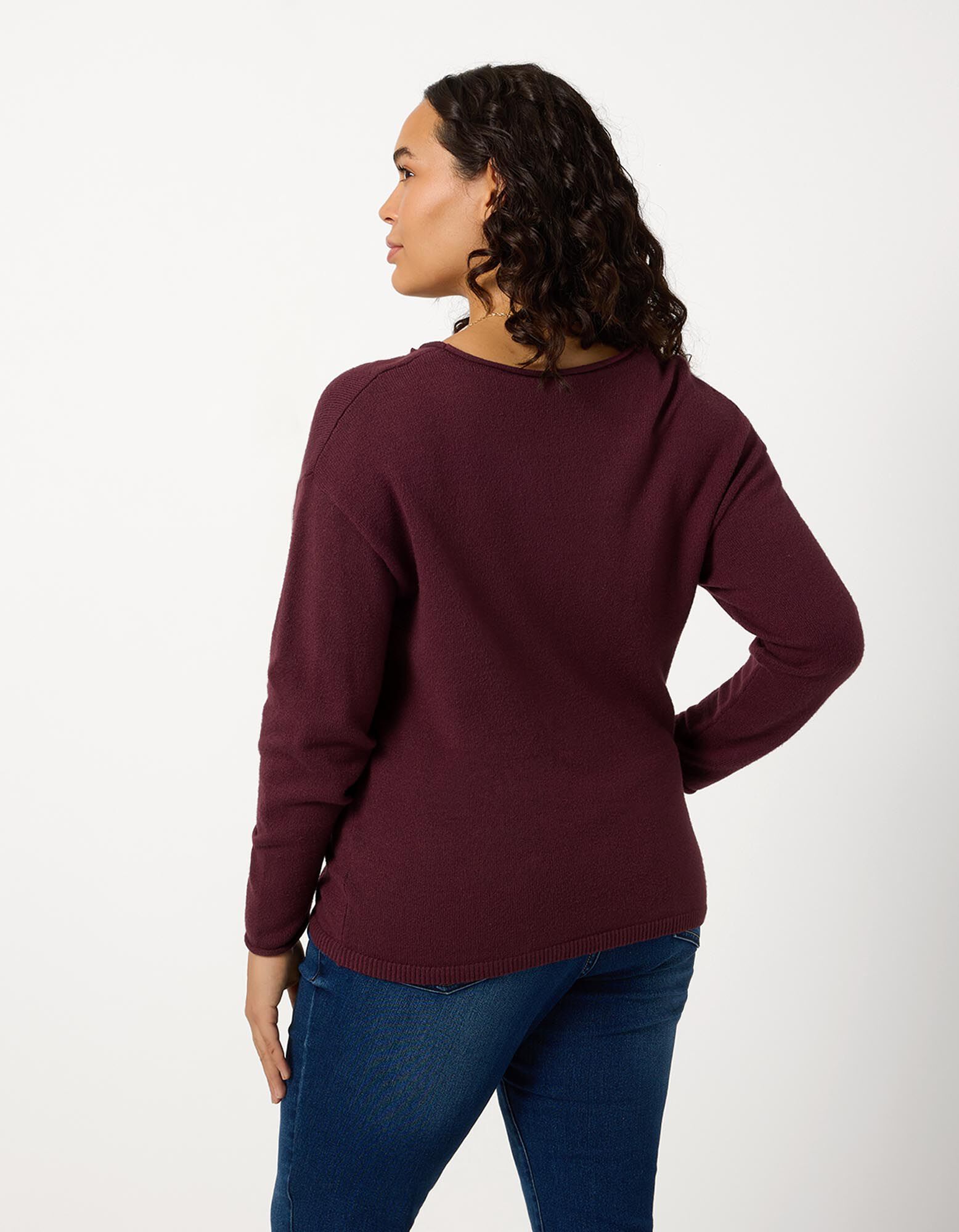Pullover - V-Ausschnitt - Lila