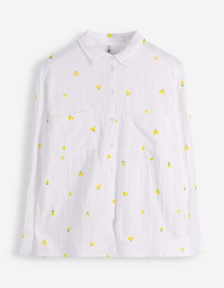 Bluse - Allover-Print - wei&szlig;