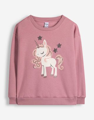 Sweatshirt - Paillettenbesatz - Lila