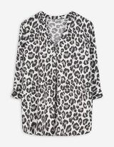 Bluse - Allover-Muster - hellgrau
