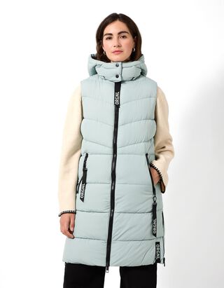 Gilet lungo - Cappuccio staccabile - Menta