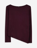 Langarmshirt - Asymmetrisch - dunkellila