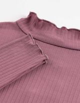 Langarmshirt - Rippenstruktur - Beere