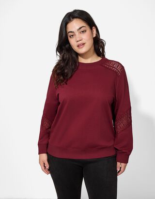 Sweatshirt - Metallic-Details - dunkelrot