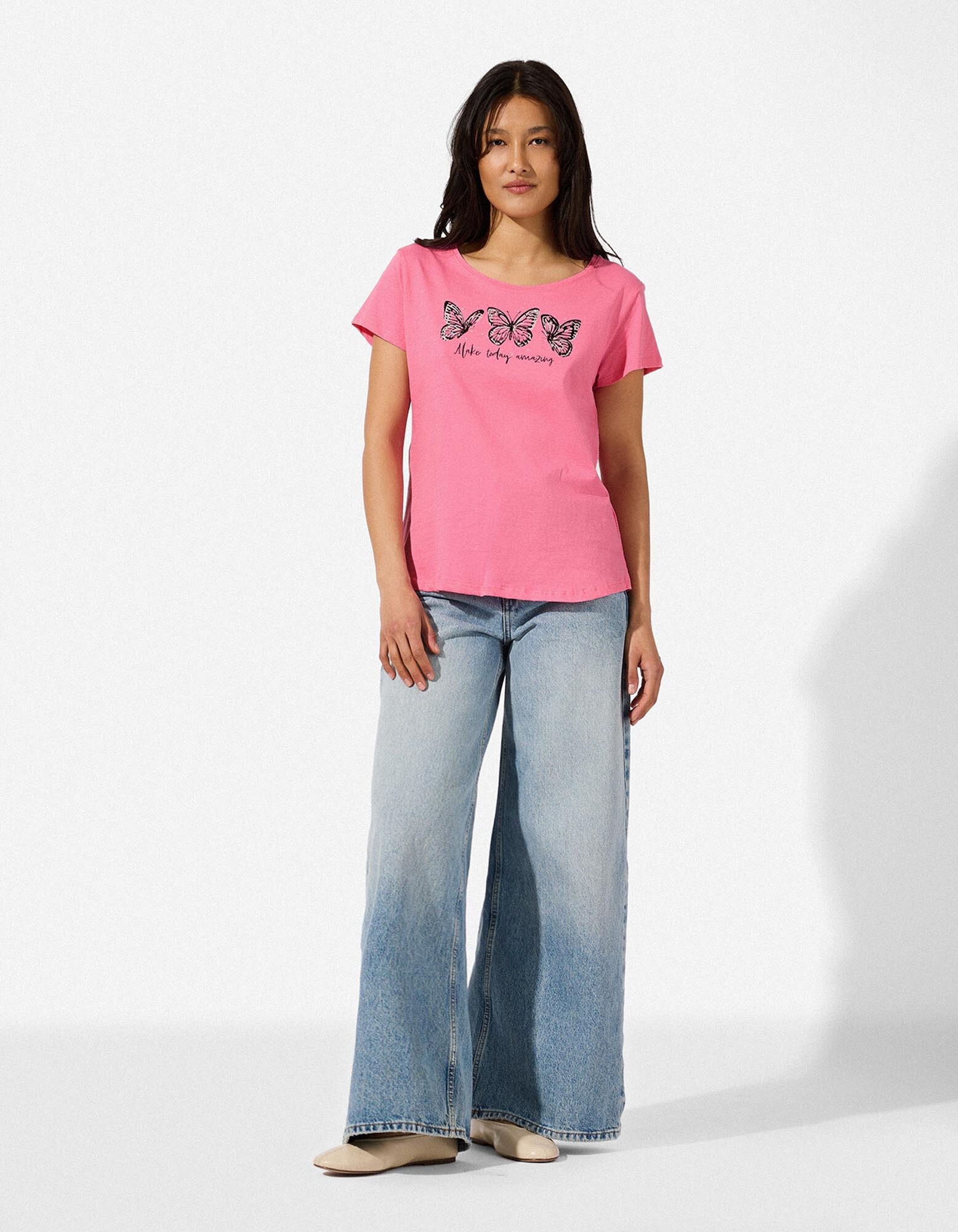 T-shirt - Glitterprint - Roze