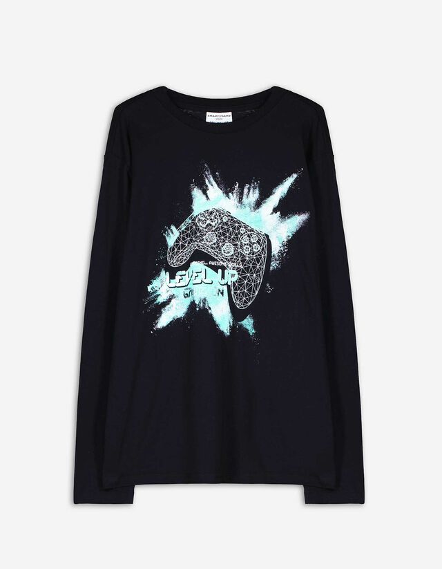 Longsleeve - Vooropdruk - zwart