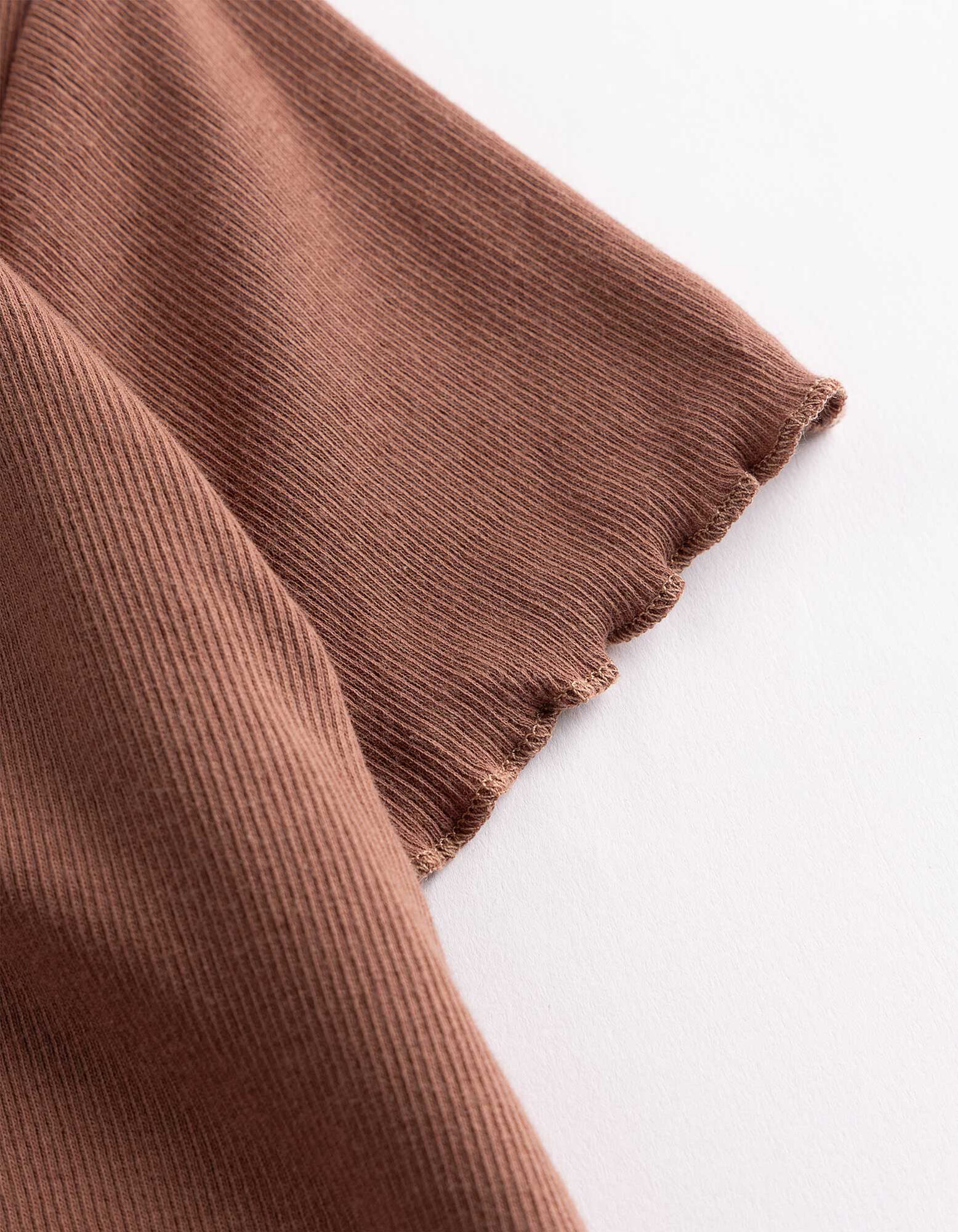 T-shirt - Ourlet coquille - Brun