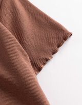 T-shirt - Ourlet coquille - Brun