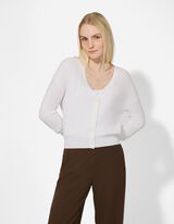 Strickjacke - V-Ausschnitt - wei&szlig;