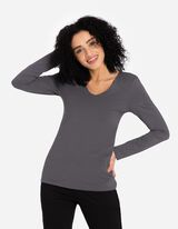 Longsleeve - V-hals - donkergrijs