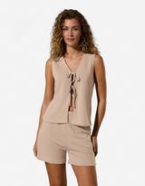 Gebreide top - Viscose - Beige