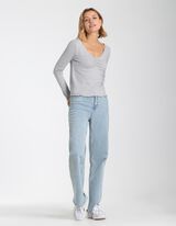 Maglia a manica lunga - Orlo a conchiglia - grigio