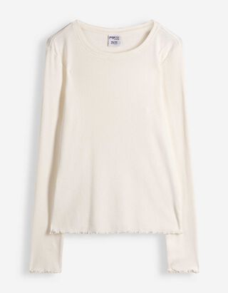 Langarmshirt - einfarbig - Off-White