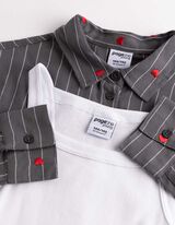 Ensemble top et chemisier  - Broderies - gris fonc&eacute;