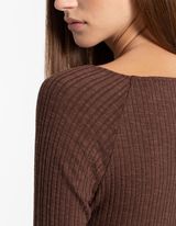 Majica dugih rukava - Me&scaron;avina viskoze - braon